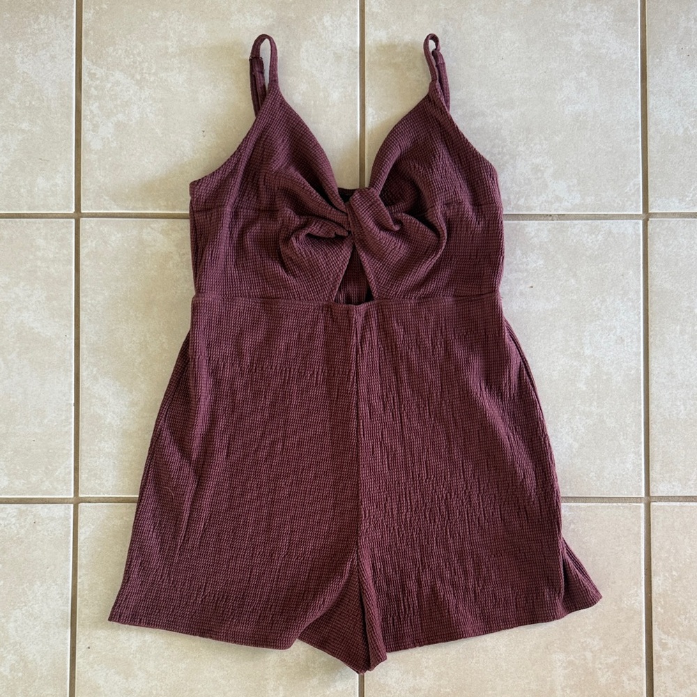 Wild Fable Textured Maroon romper